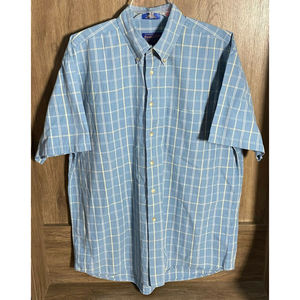 Vintage Pendleton Cotton Casual Button Blue Plaid Skater Shirt Large Hong Kong